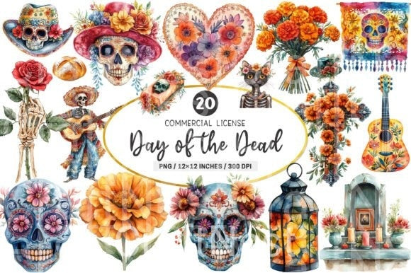 Day of the Dead Clipart Bundle - CraftNest - Digital Crafting and Art