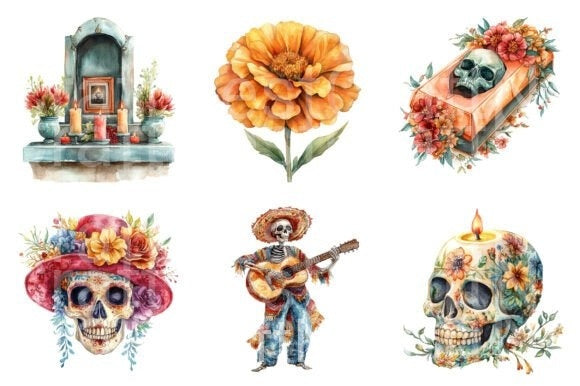 Day of the Dead Clipart Bundle - CraftNest - Digital Crafting and Art