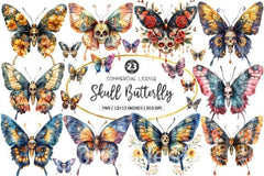 Day of the Dead Sugar Skull Butterfly Clipart Bundle - CraftNest - Digital Crafting and Art