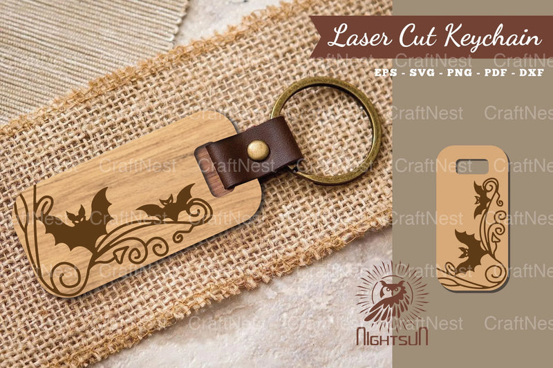 Decorative Bat Laser Cut Keychain Design Bundle - CraftNest - Digital Crafting and Art