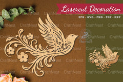 Decorative Bird Lasercut Decoration Clipart Bundle - CraftNest - Digital Crafting and Art