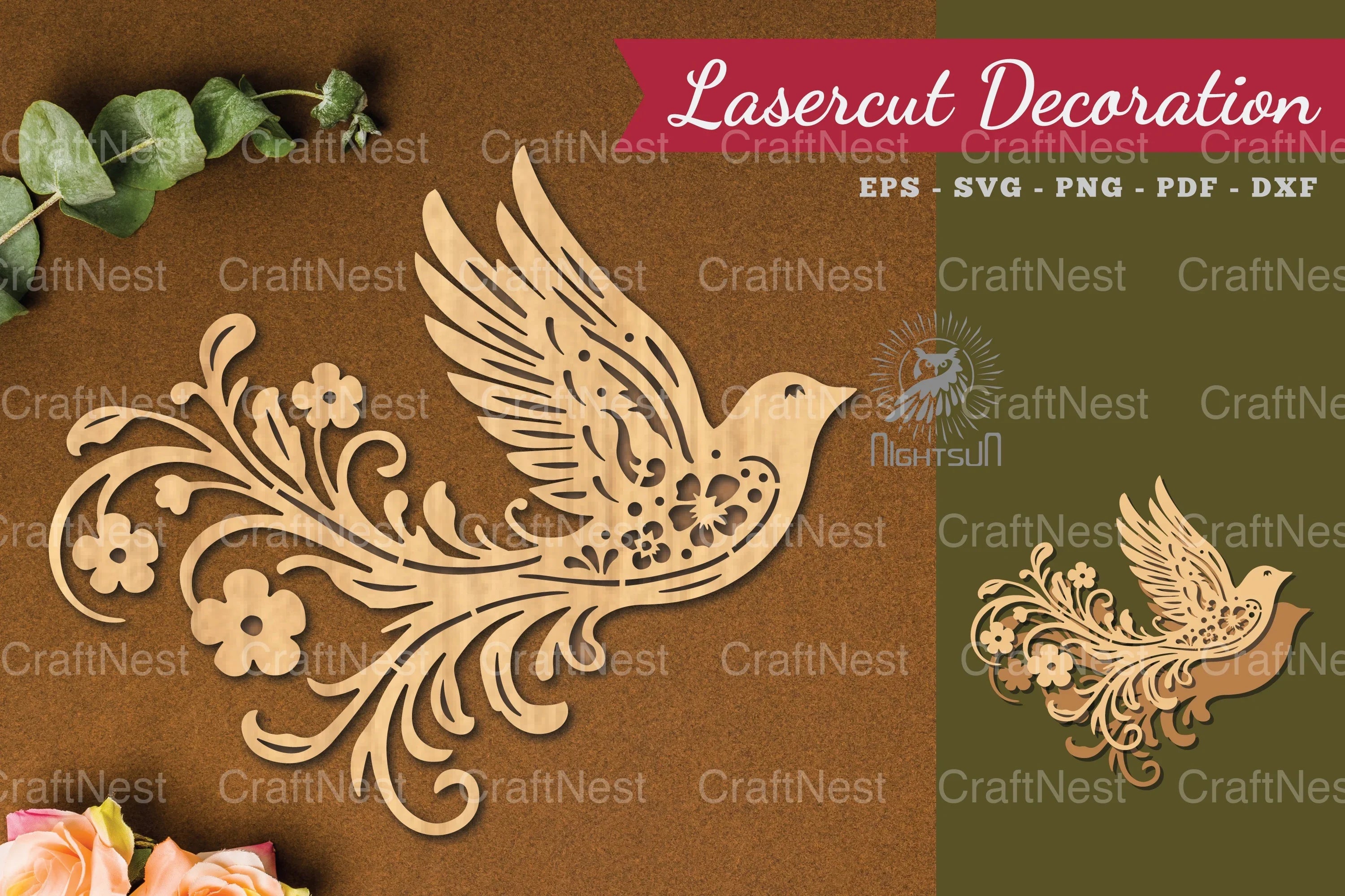 Decorative Bird Lasercut Decoration Clipart Bundle - CraftNest - Digital Crafting and Art