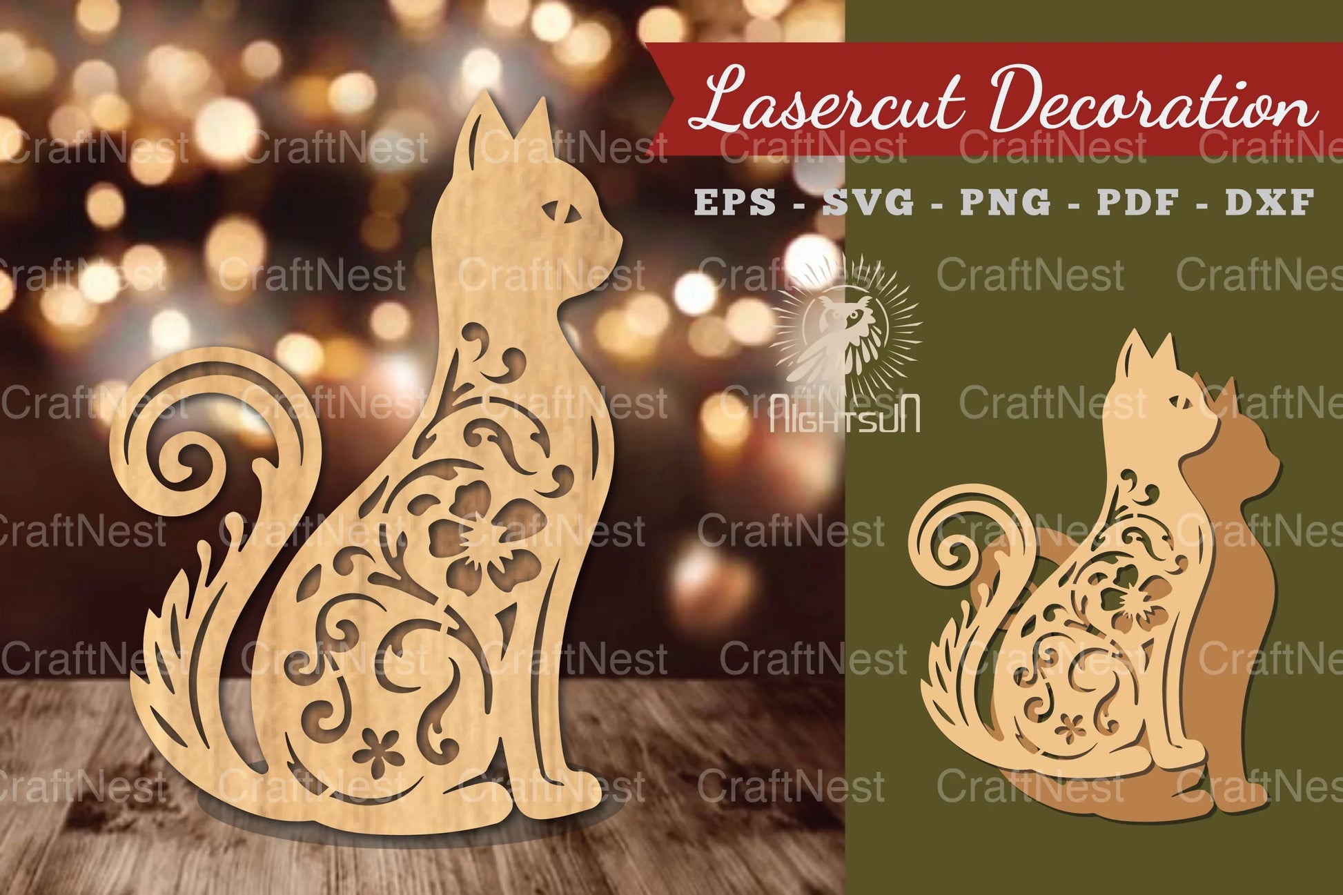 Decorative Cat Lasercut Decoration Clipart Bundle - CraftNest - Digital Crafting and Art
