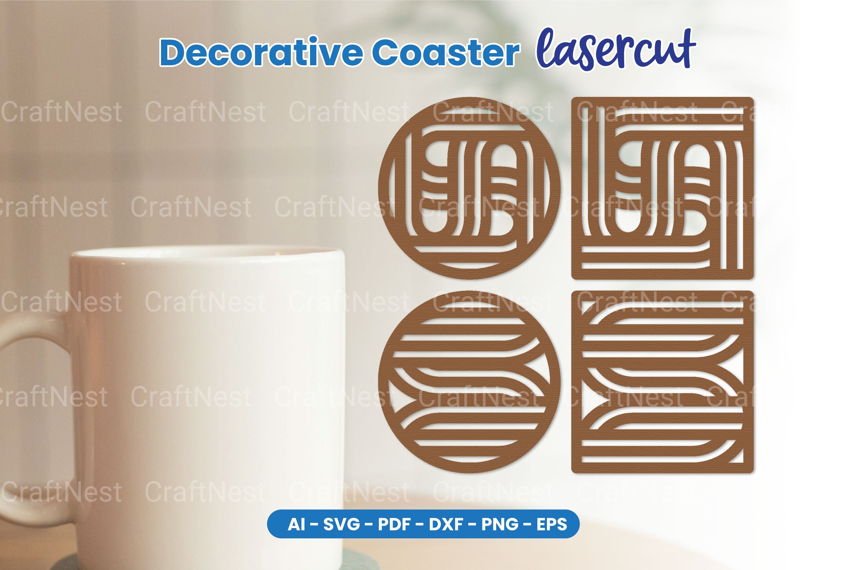 Decorative Coaster Lasercut SVG Clipart Bundle