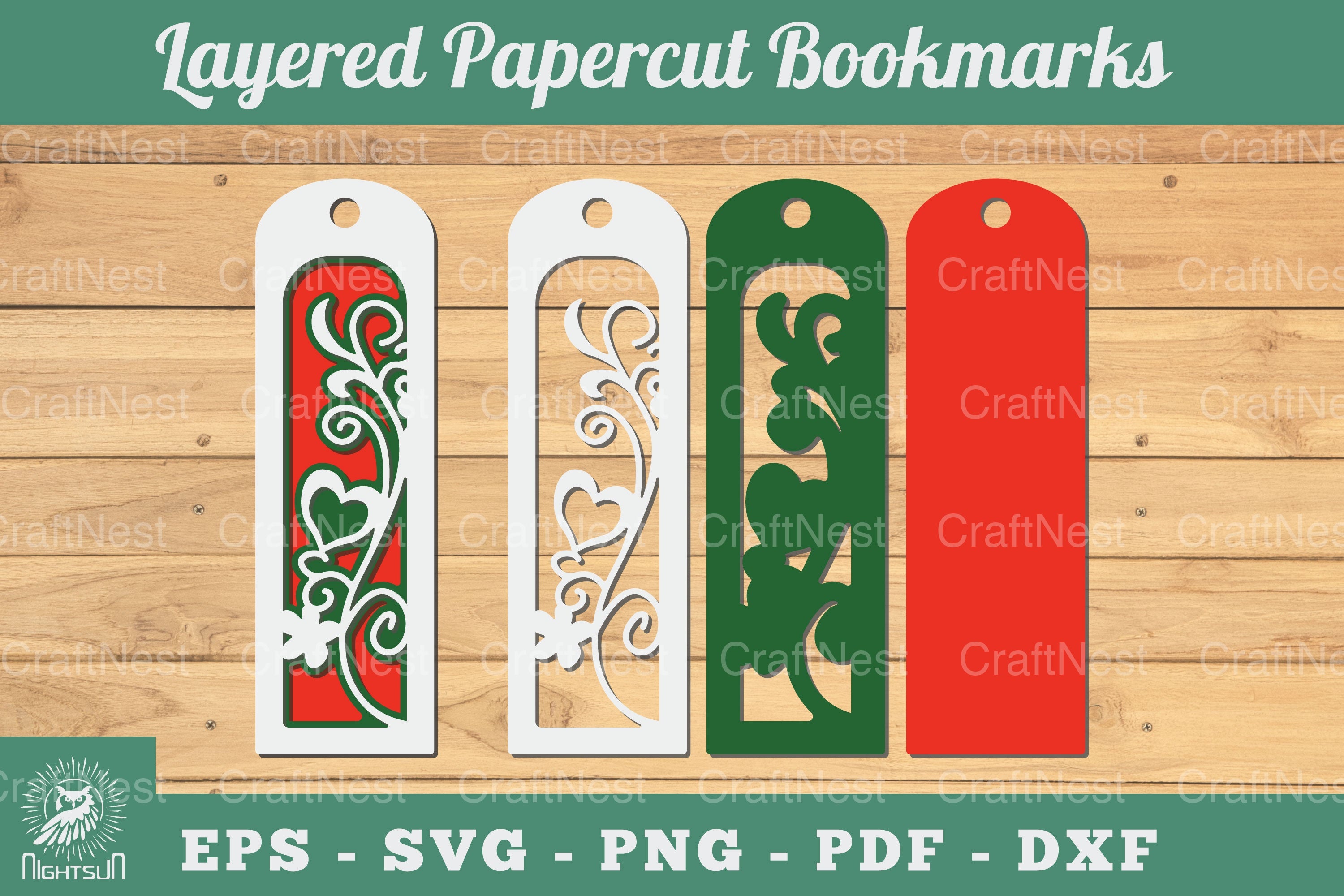 2025 Decorative Heart 3D Papercut Bookmarks Bundle - CraftNest - Digital Crafting and Art