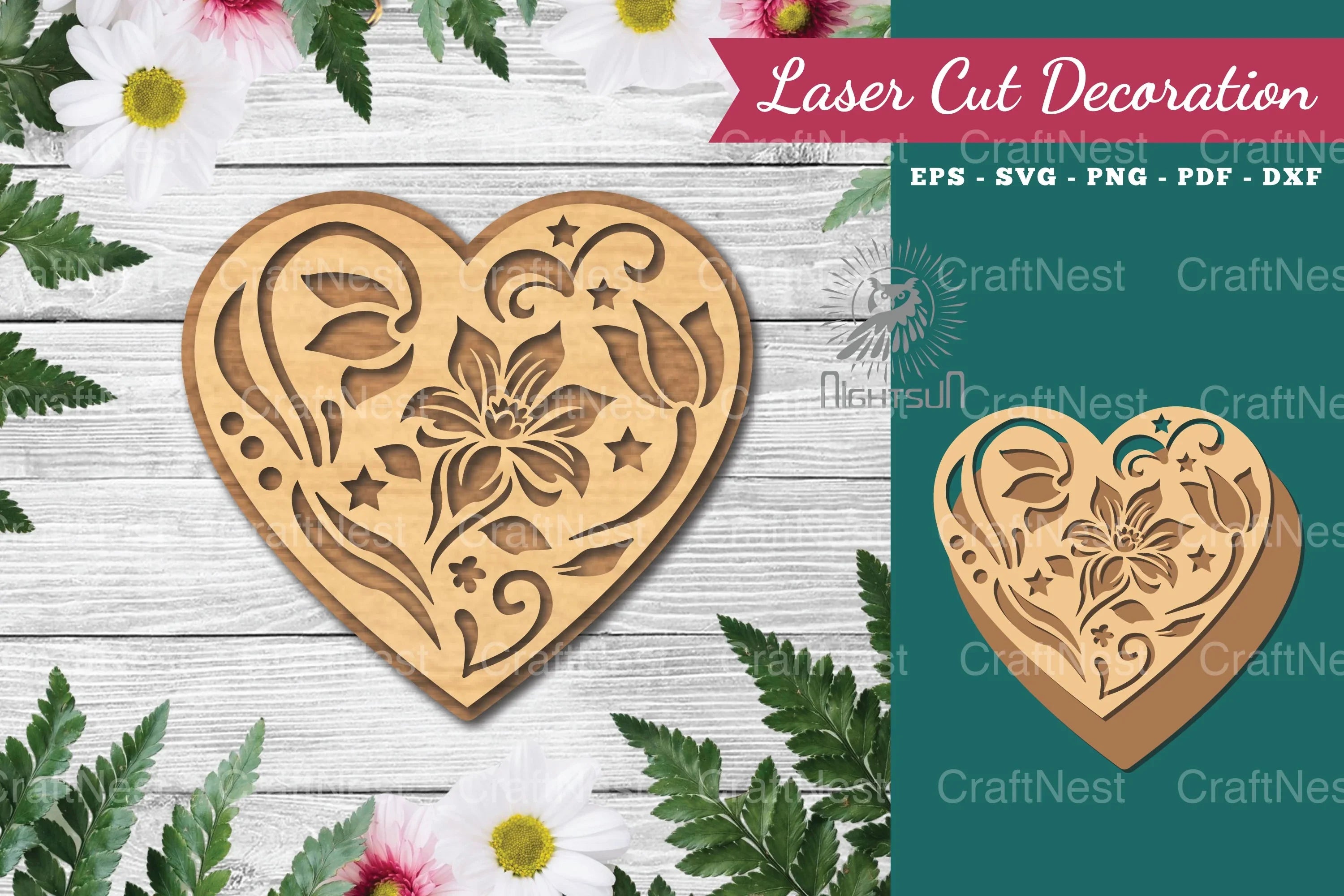 Decorative Heart Laser Cut Decoration Bundle - CraftNest - Digital Crafting and Art