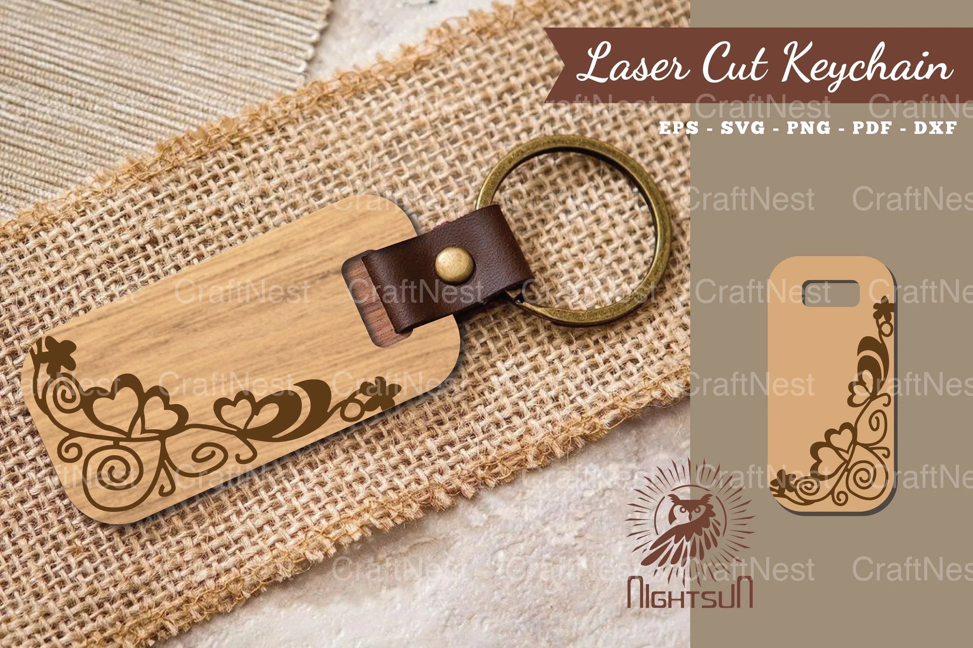 Decorative Heart Laser Cut Keychain Design Bundle - CraftNest - Digital Crafting and Art