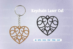 Decorative Heart Laser Cut Keychain SVG Bundle - CraftNest - Digital Crafting and Art
