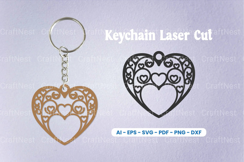 Decorative Heart Laser Cut Keychain SVG Bundle - CraftNest - Digital Crafting and Art