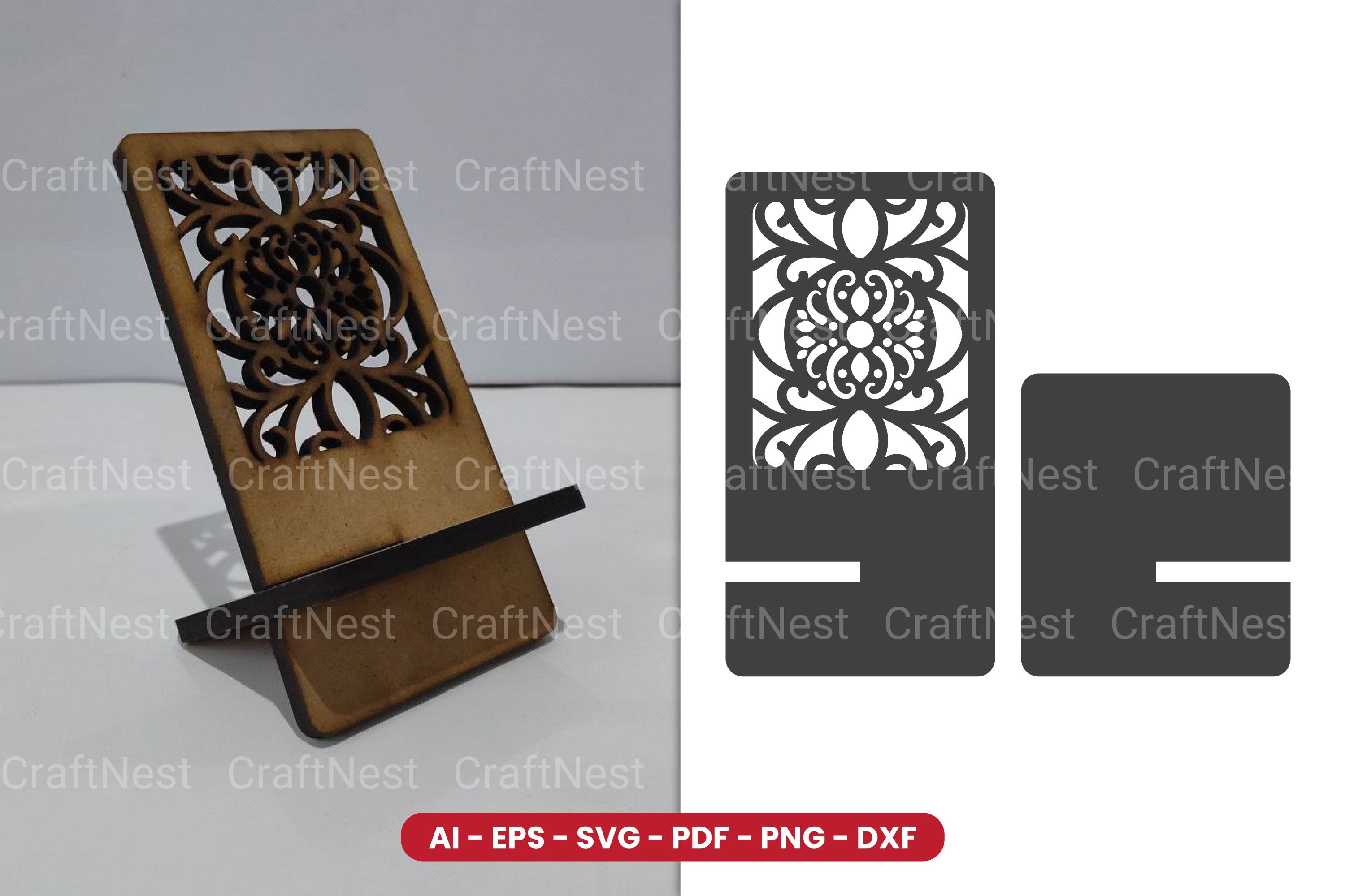 Decorative Phone Holder Lasercut SVG Bundle