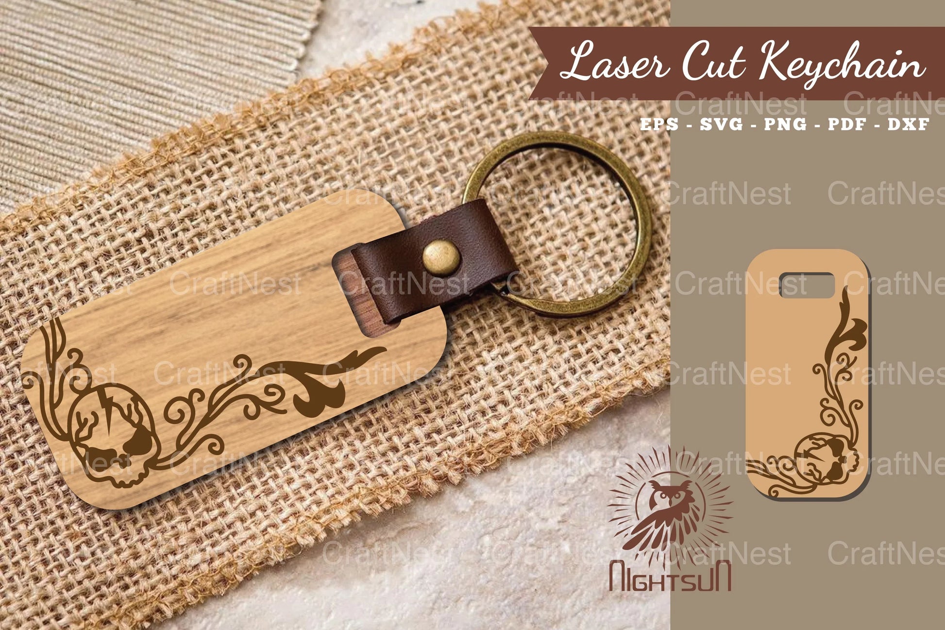Decorative Skull Laser Cut Keychain Design Bundle - CraftNest - Digital Crafting and Art