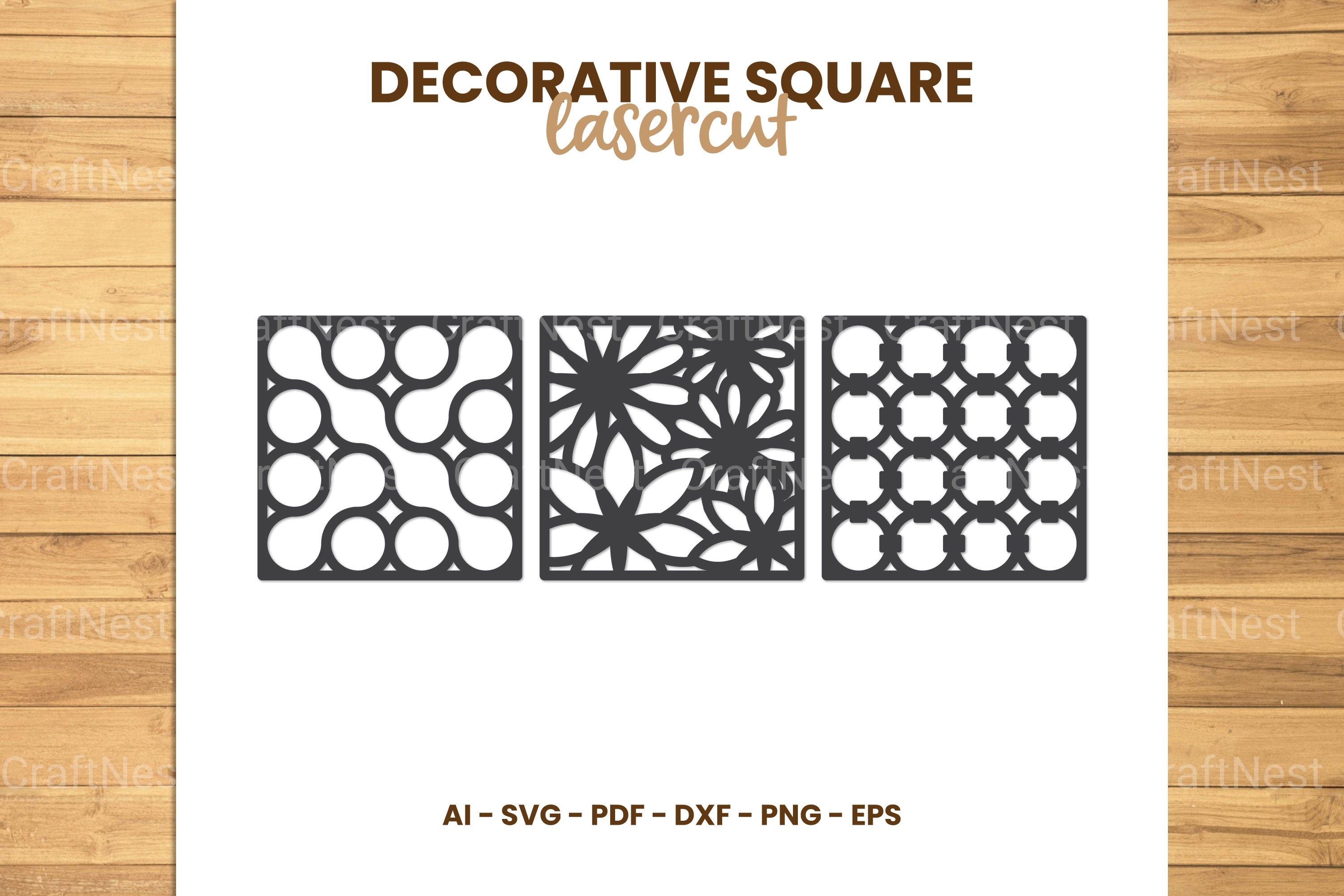 Decorative Square Lasercut SVG Clipart Bundle