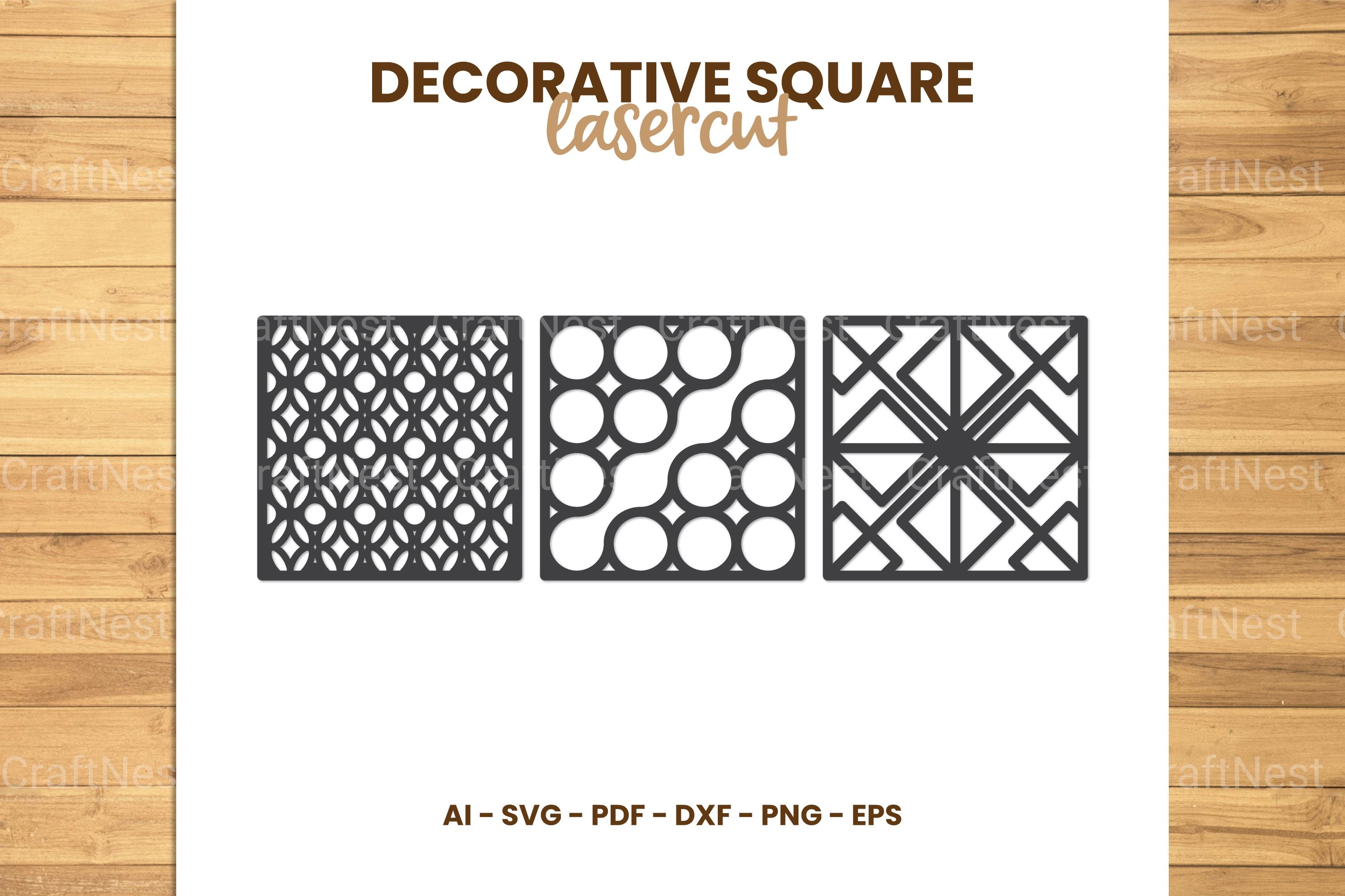 Decorative Square Lasercut SVG Clipart Bundle