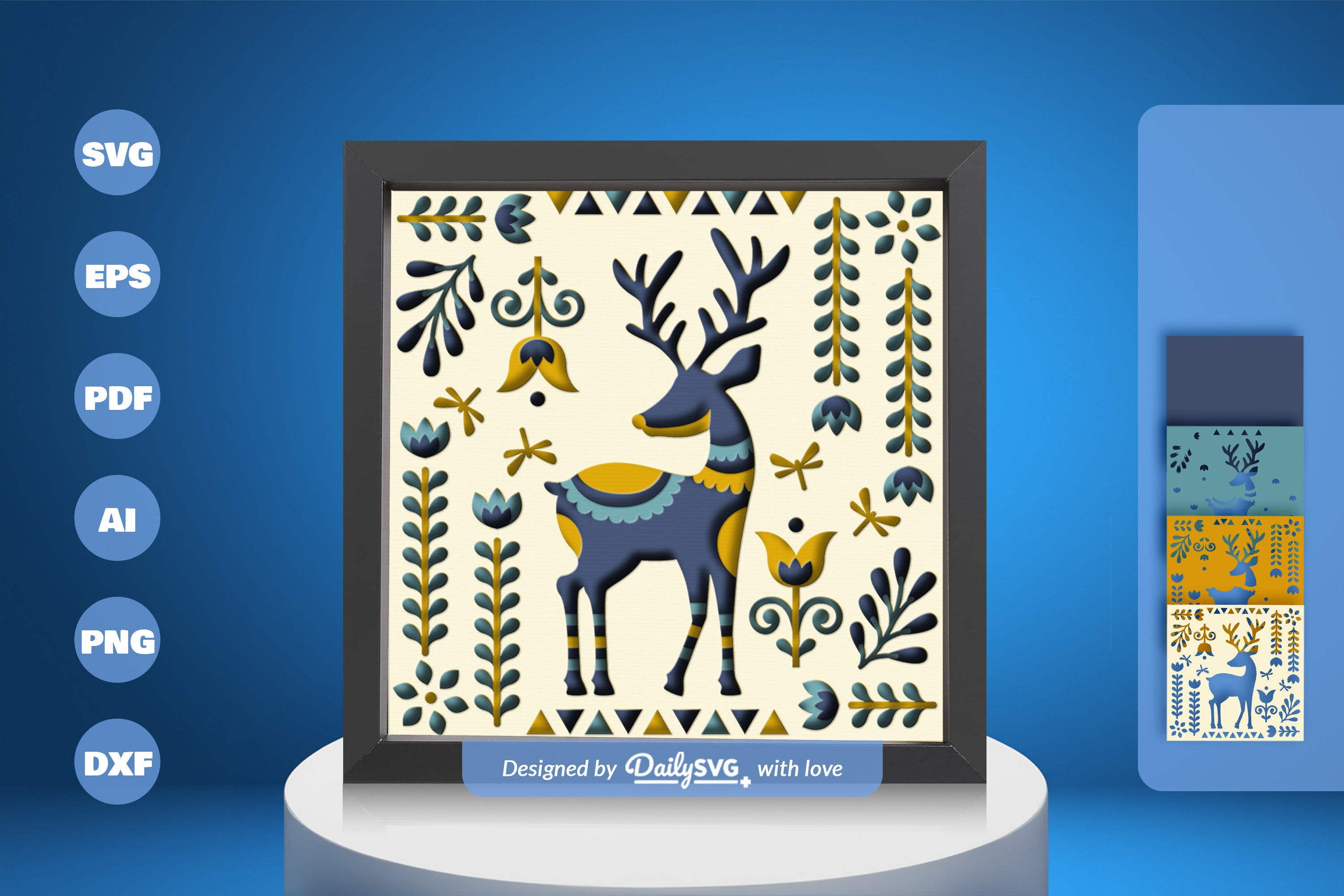 Deer Folk Art Papercut SVG Bundle