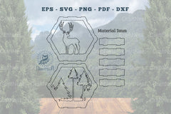 Deer Hexagon Laser Cut Home Decor SVG Bundle - CraftNest - Digital Crafting and Art