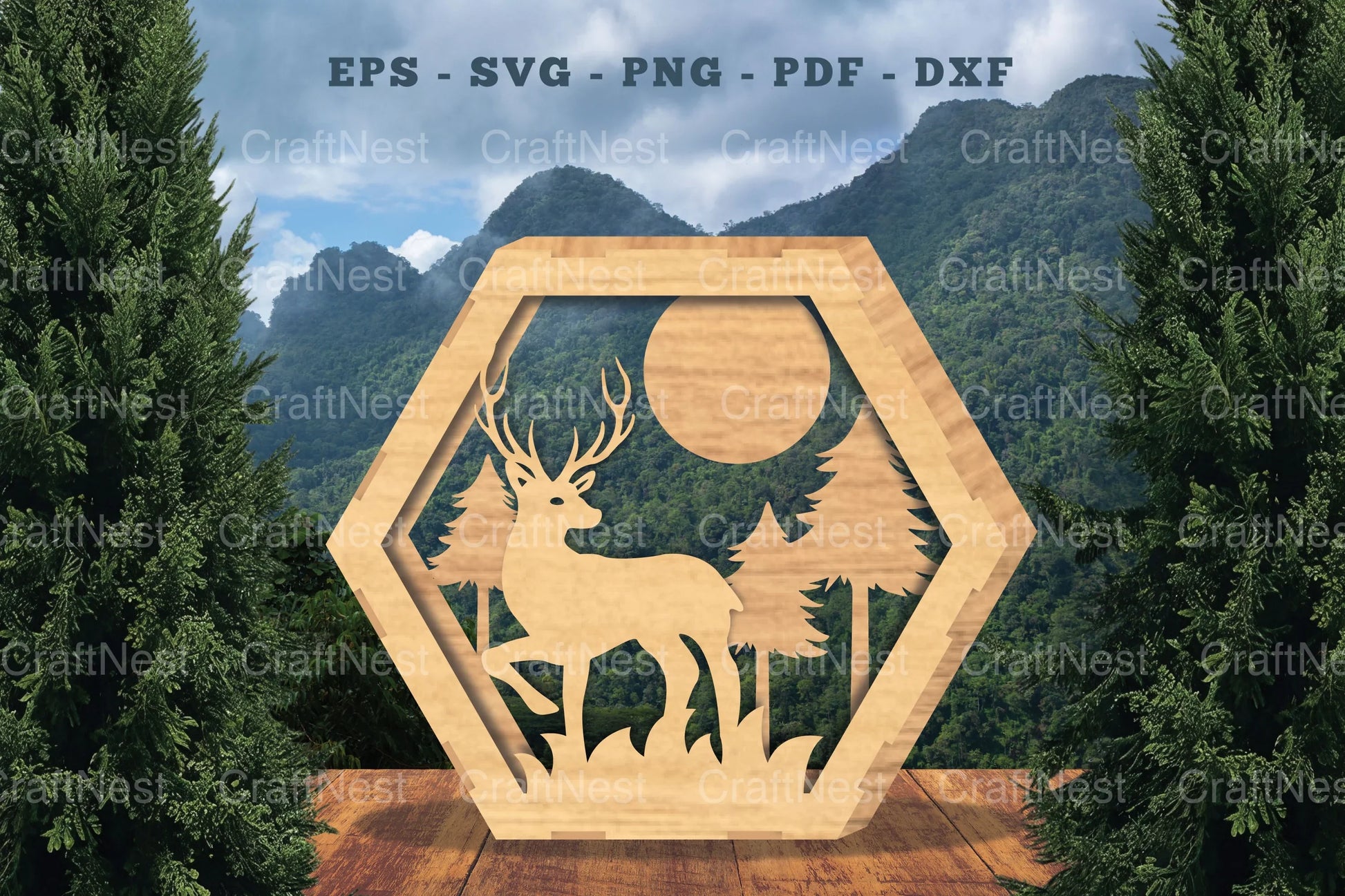 Deer Hexagon Laser Cut Home Decor Clipart Bundle - CraftNest - Digital Crafting and Art
