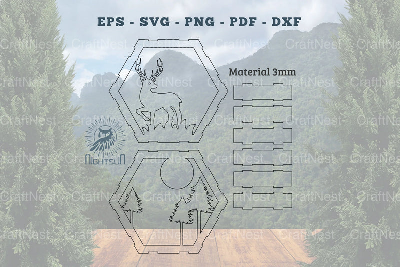 Deer Hexagon Laser Cut Home Decor Clipart Bundle - CraftNest - Digital Crafting and Art