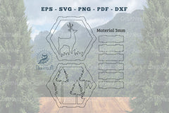 Deer Hexagon Laser Cut Home Decor SVG Bundle - CraftNest - Digital Crafting and Art