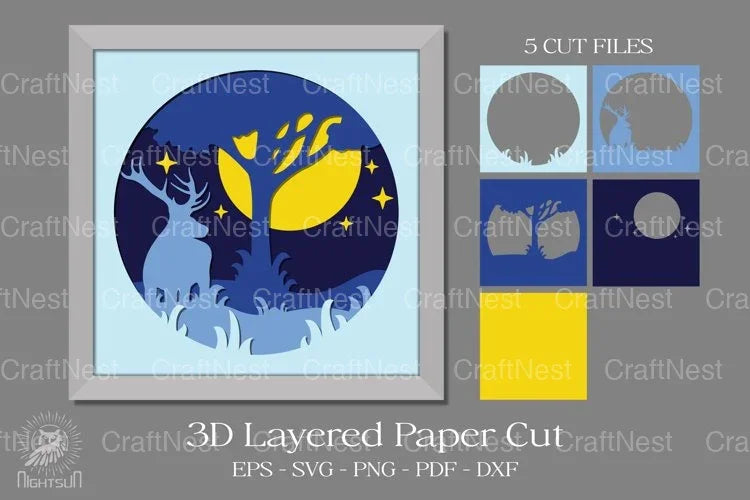 Deer in Forest 3D Paper Cut Clipart Bundle - CraftNest - Digital Crafting and Art