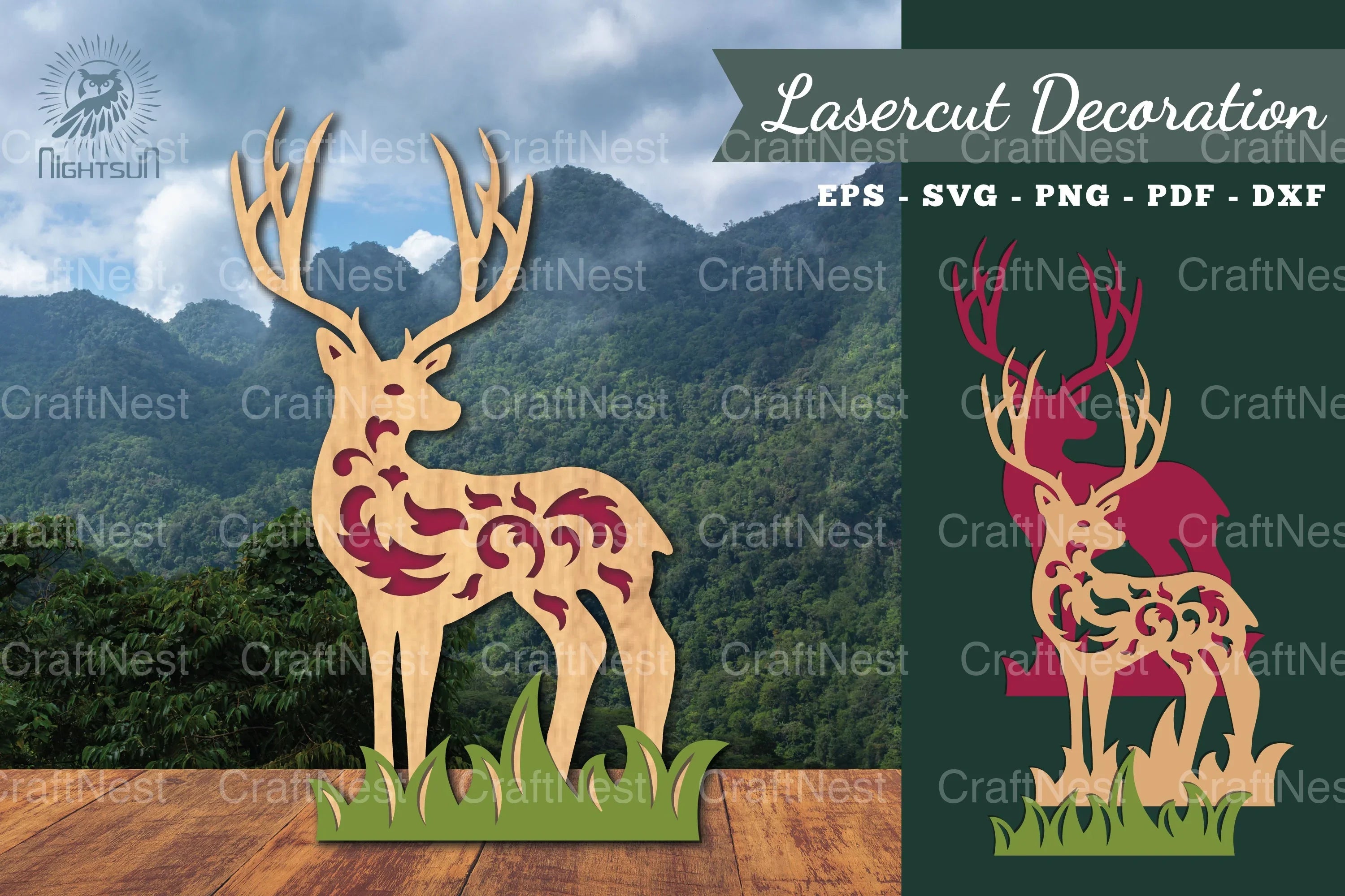 Deer in Forest Laser Cut Decoration Clipart Bundle - CraftNest - Digital Crafting and Art