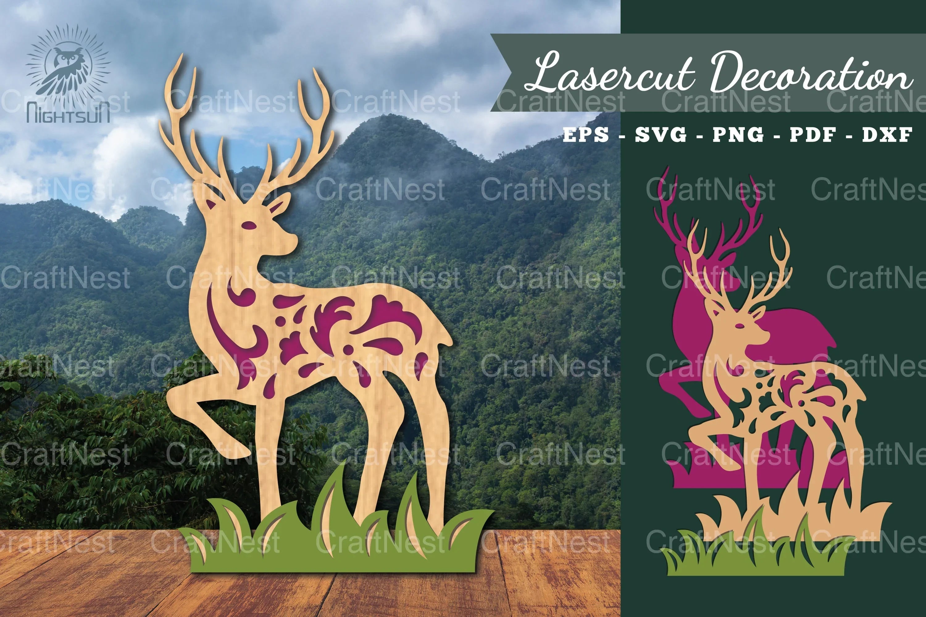 Deer in Forest Laser Cut Decoration Clipart Bundle - CraftNest - Digital Crafting and Art