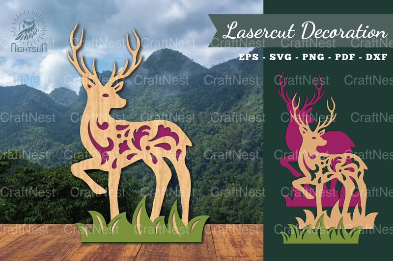 Deer in Forest Laser Cut Decoration Clipart Bundle - CraftNest - Digital Crafting and Art
