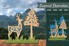 Deer in Forest Laser Cut Decoration Clipart Bundle - CraftNest - Digital Crafting and Art