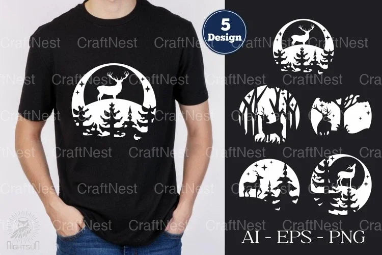 Deer in Forest Clipart Bundle - CraftNest - Digital Crafting and Art
