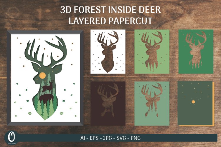 Deer Layered Papercut SVG Bundle 4 - CraftNest - Digital Crafting and Art