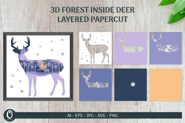 Deer Layered Papercut SVG Bundle 5 - CraftNest - Digital Crafting and Art