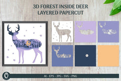 Deer Layered Papercut SVG Bundle 5 - CraftNest - Digital Crafting and Art