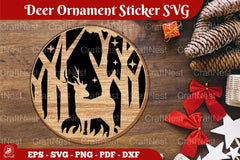 Christmas Deer Ornament Sticker SVG Bundle - CraftNest - Digital Crafting and Art