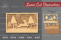 Deer Scene Laser Cut Home Decor SVG Bundle - CraftNest - Digital Crafting and Art