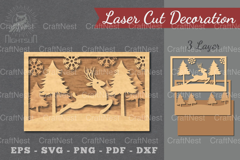 Deer Scene Laser Cut Home Decor SVG Bundle - CraftNest - Digital Crafting and Art