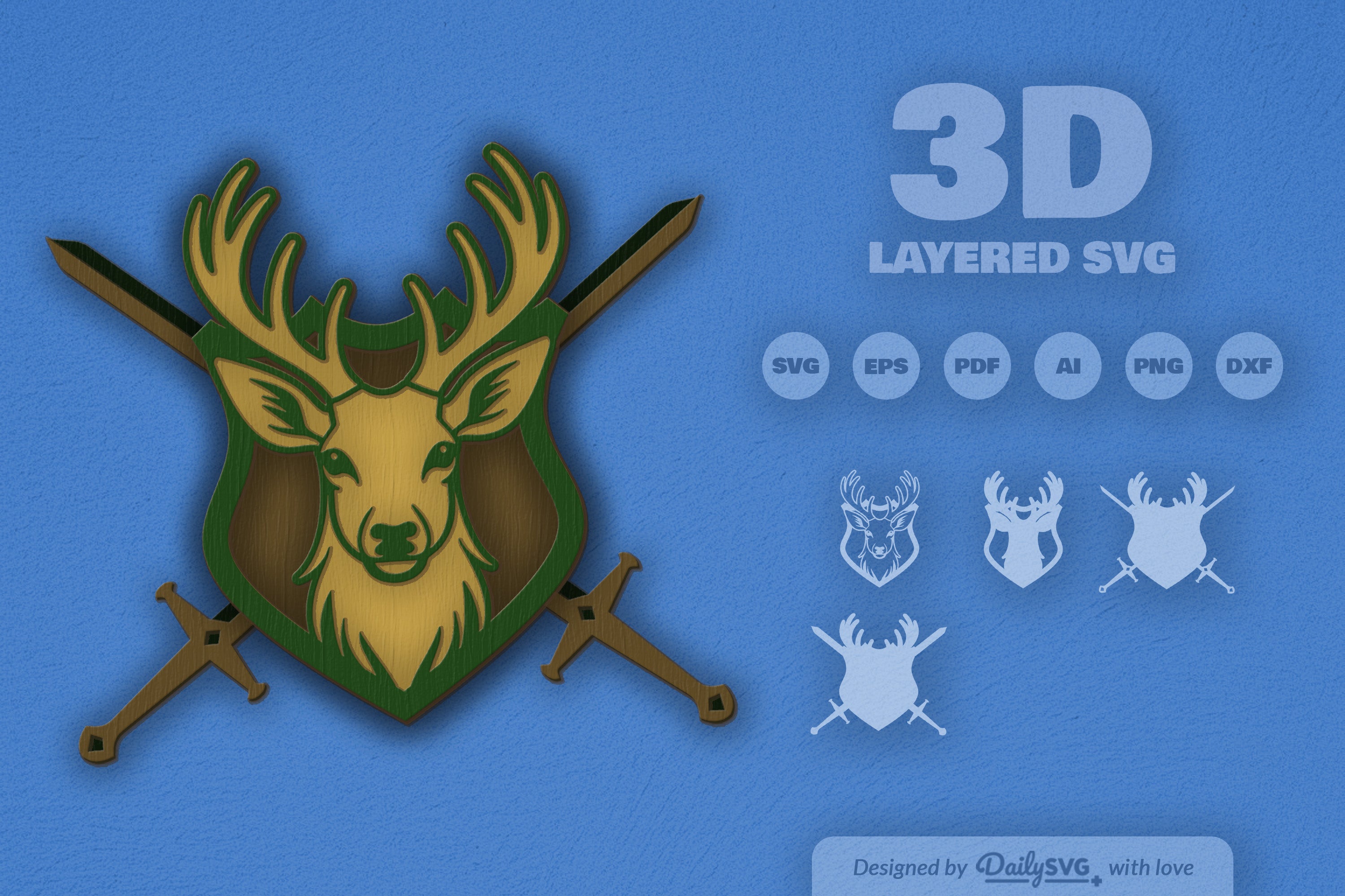 Deer Shield Laser Cut SVG Bundle