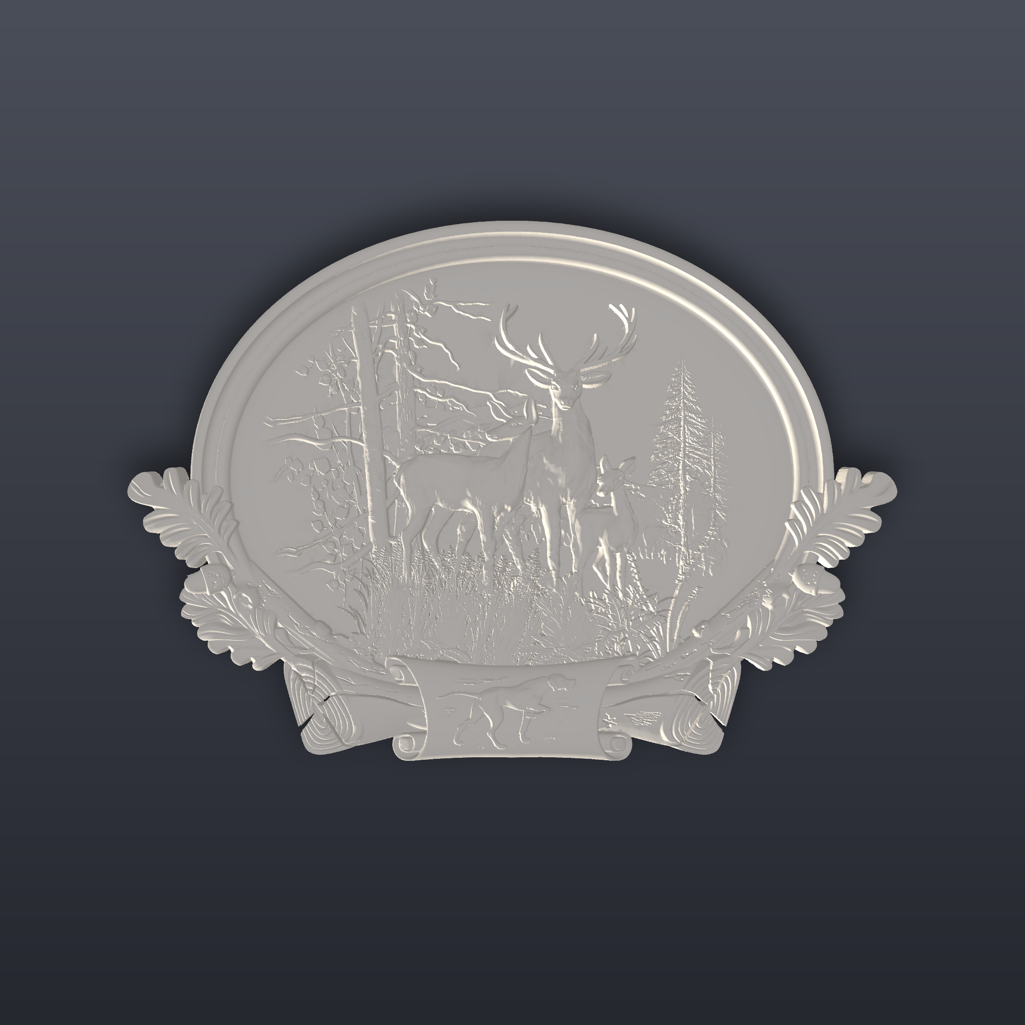 Deer Forest Relief Plaque 3D Print STL File