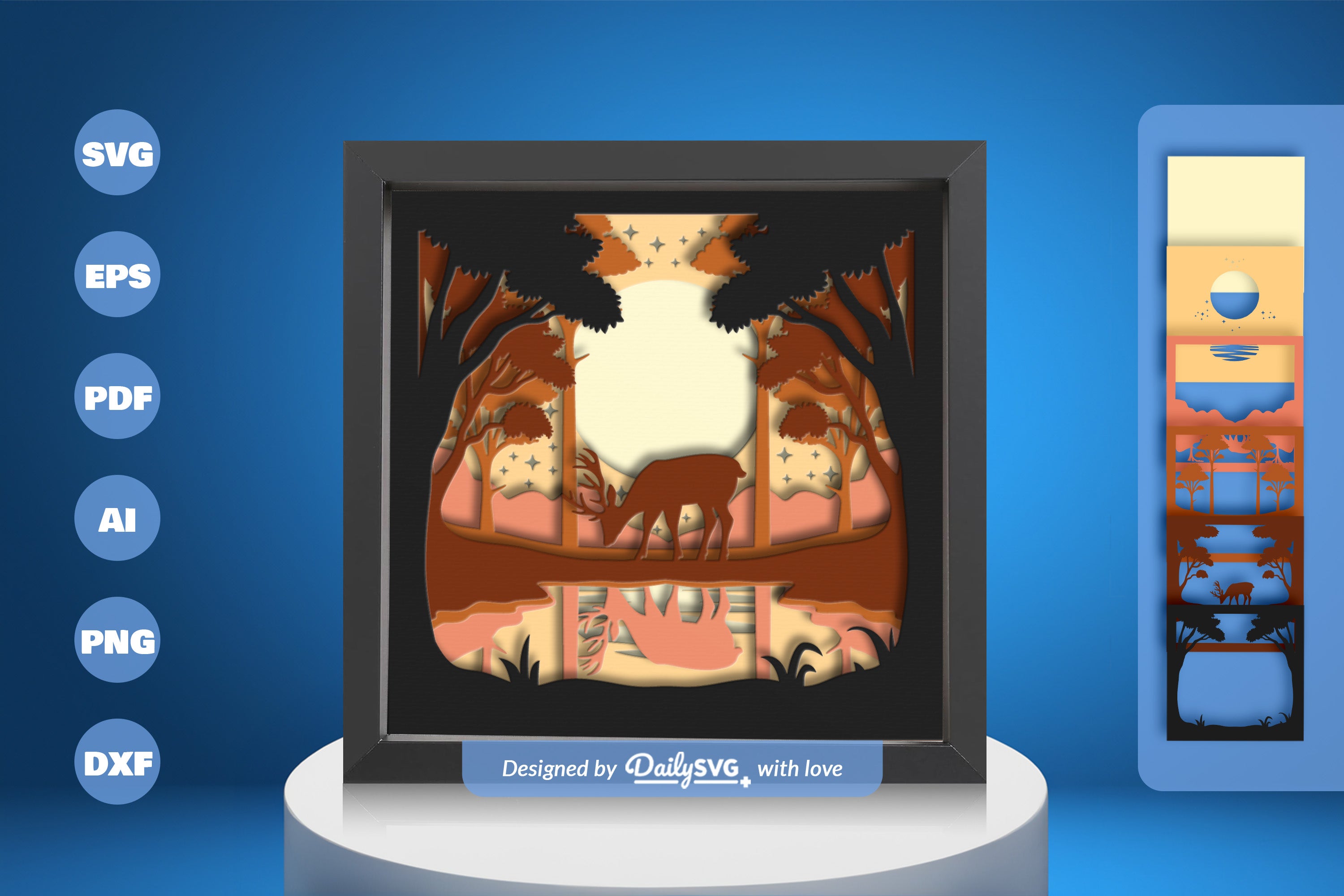 Deer at Lakeside Papercut SVG Bundle