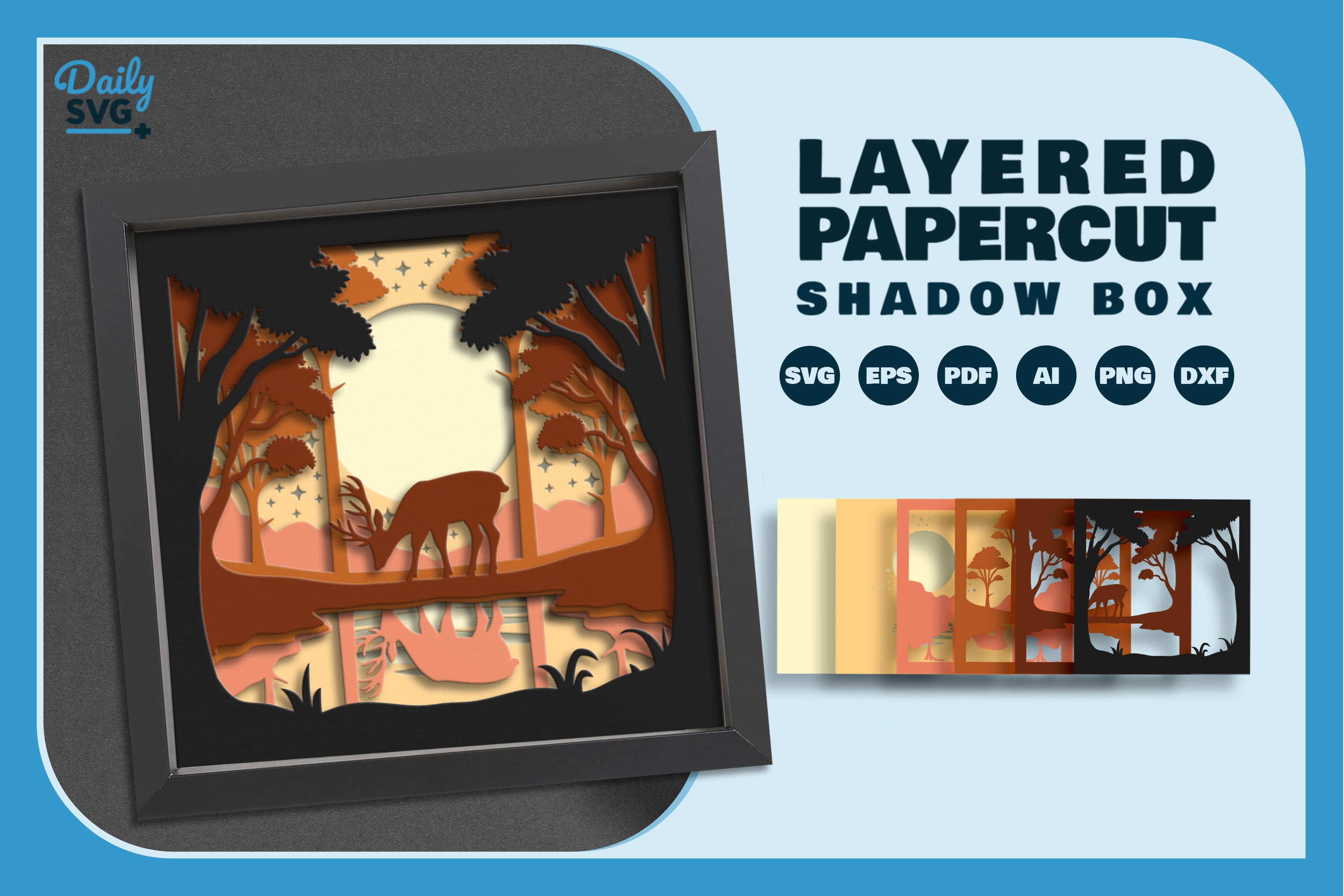 Deer at Lakeside Papercut SVG Bundle