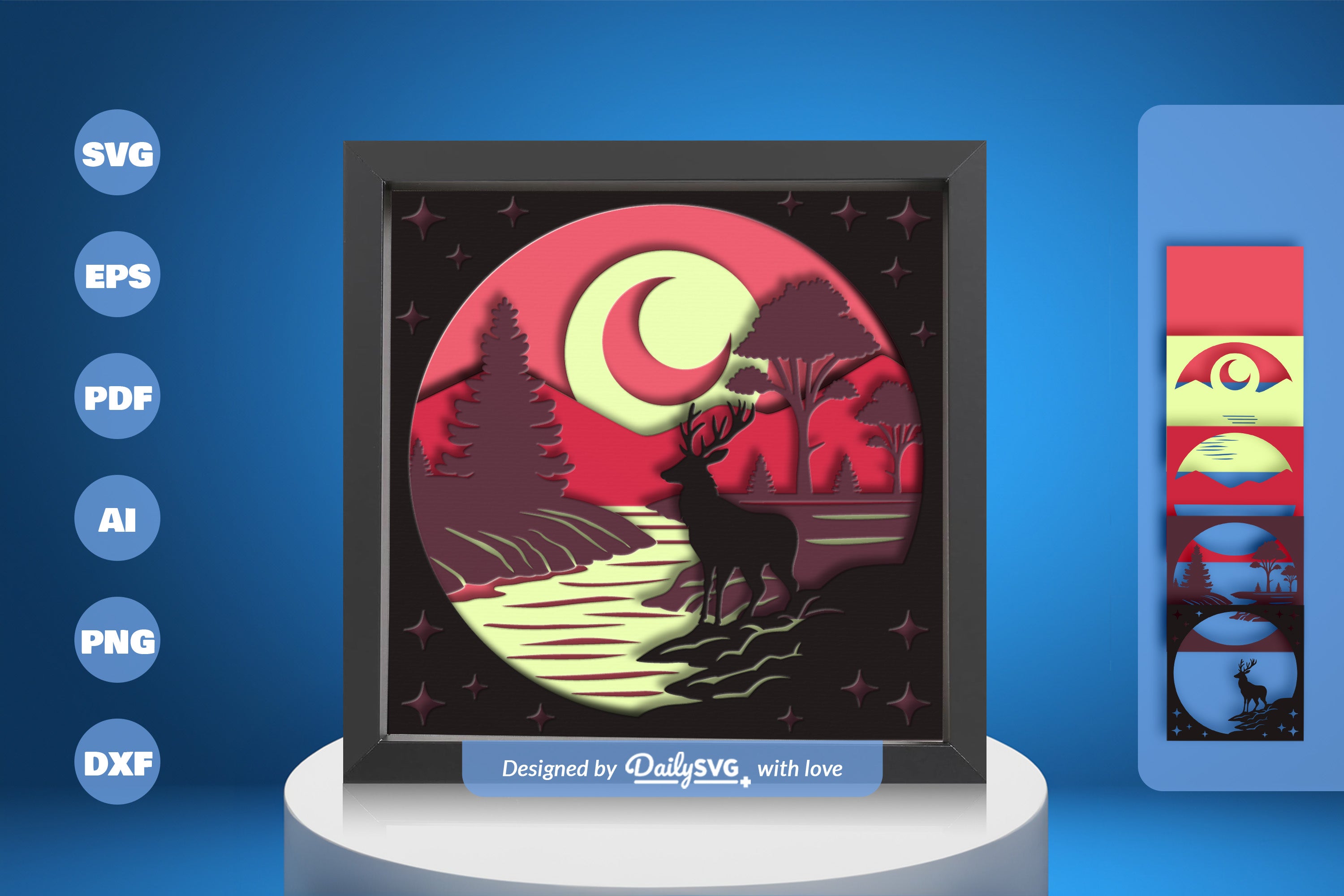 Deer Riverside Papercut SVG Bundle