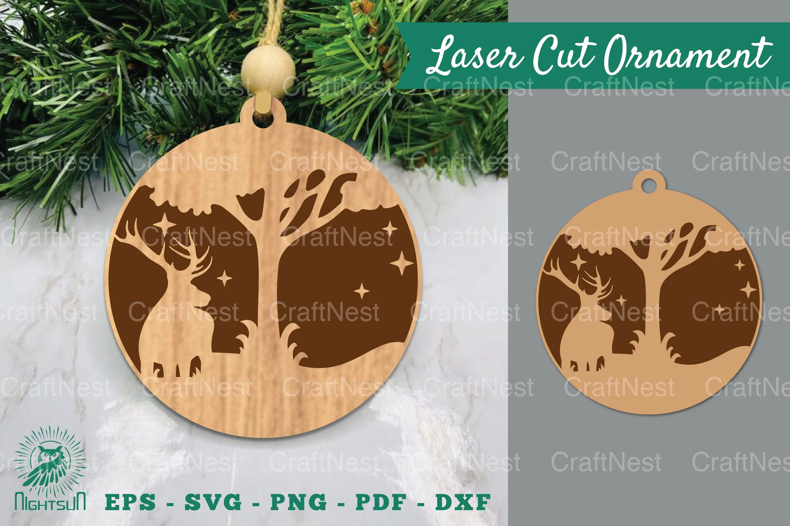 Deer in Forest Laser Cut Ornament Clipart Bundle - CraftNest - Digital Crafting and Art