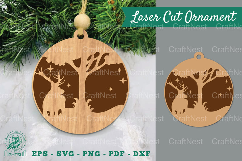 Deer in Forest Laser Cut Ornament Clipart Bundle - CraftNest - Digital Crafting and Art