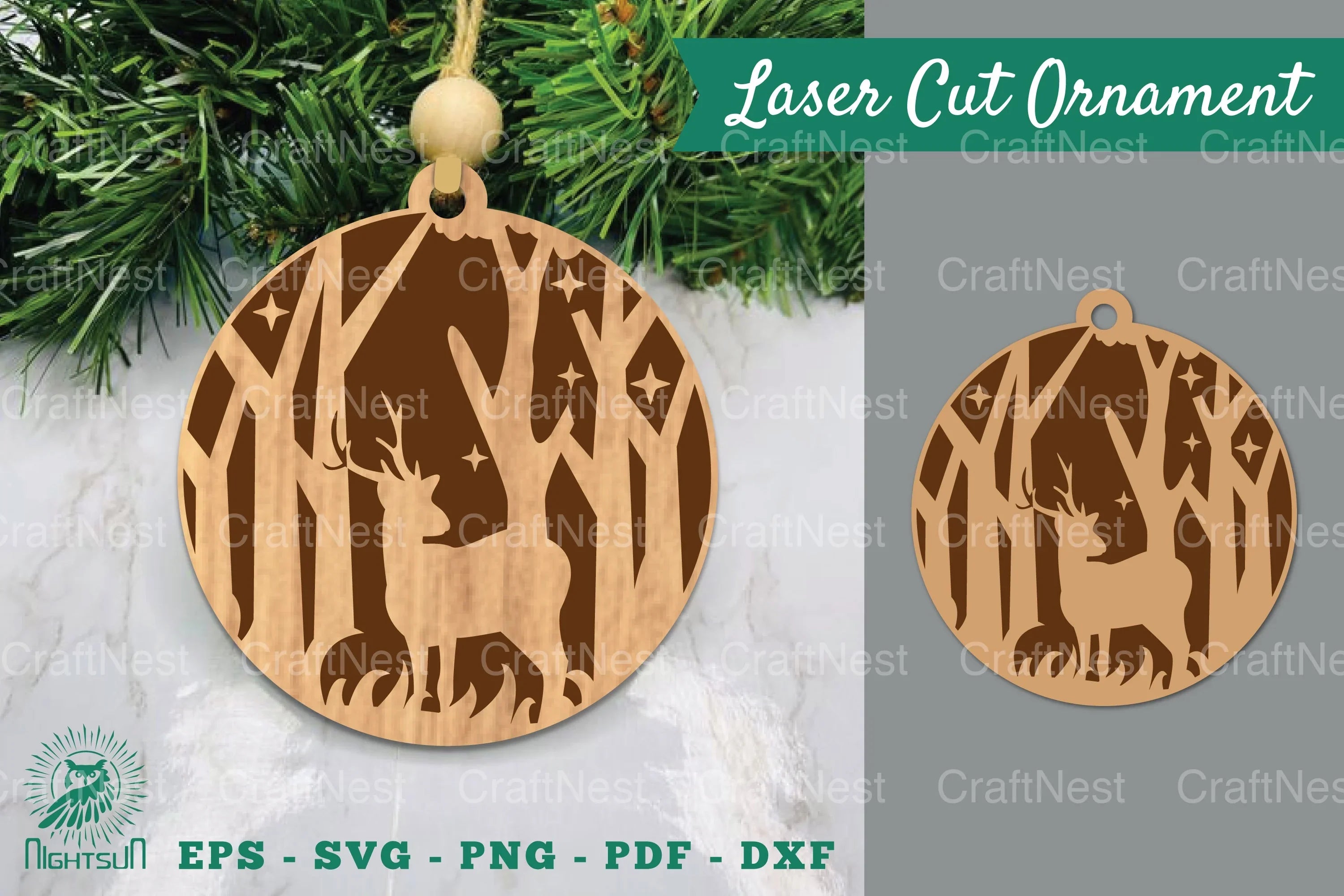Deer in Forest Laser Cut Ornament Clipart Bundle - CraftNest - Digital Crafting and Art