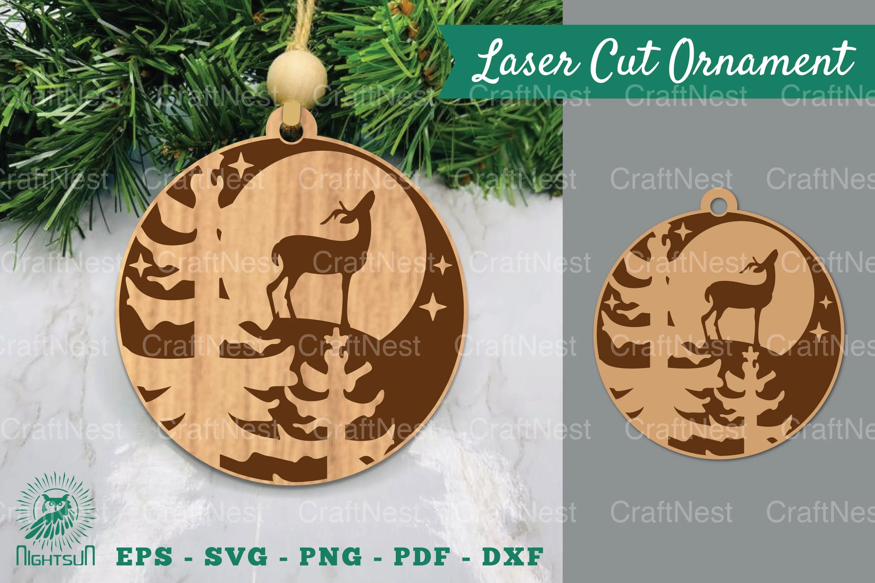 Deer in Forest Laser Cut Ornament Clipart Bundle - CraftNest - Digital Crafting and Art