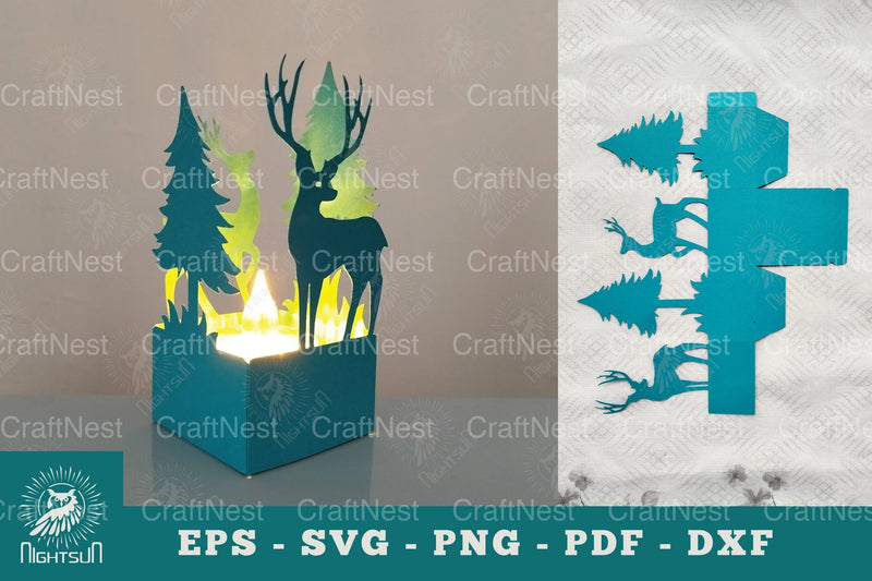 Deer in Forest Papercut Lantern Clipart Bundle - CraftNest - Digital Crafting and Art
