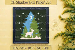 Deer in Forest 3D Shadow Box Clipart Bundle - CraftNest - Digital Crafting and Art