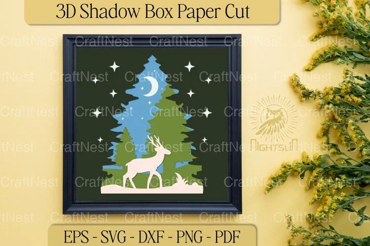 Deer in Forest 3D Shadow Box Clipart Bundle - CraftNest - Digital Crafting and Art