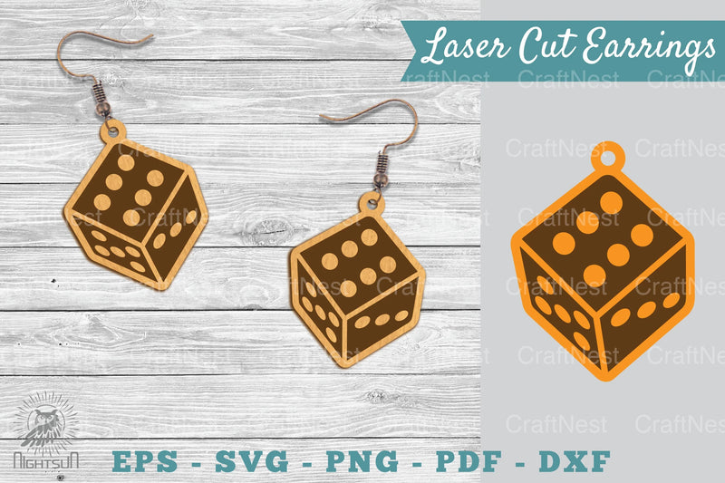 Dice Laser Cut Earrings SVG Bundle - CraftNest - Digital Crafting and Art