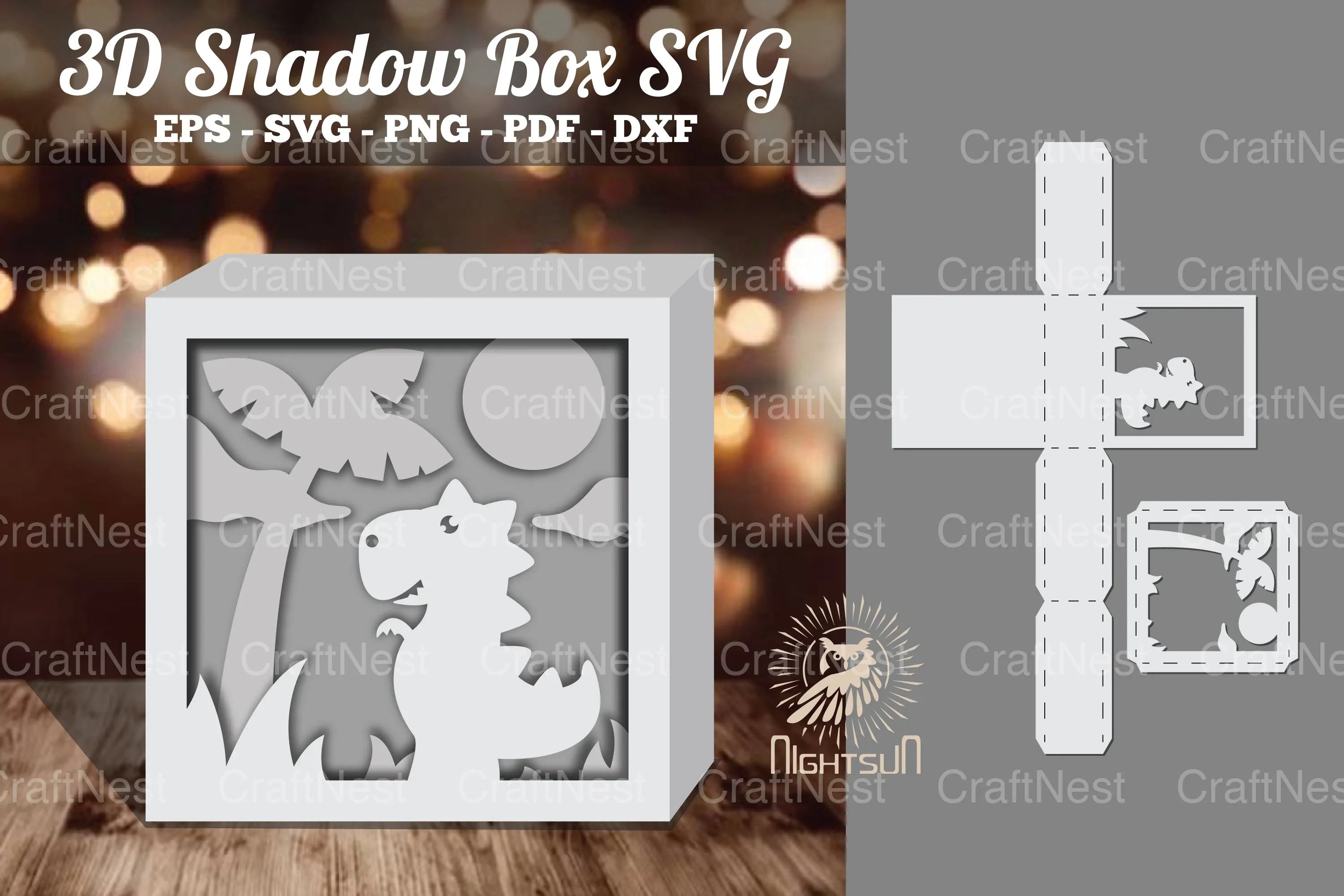 Dinosaur 3D Papercut Shadow Box Clipart Bundle - CraftNest - Digital Crafting and Art