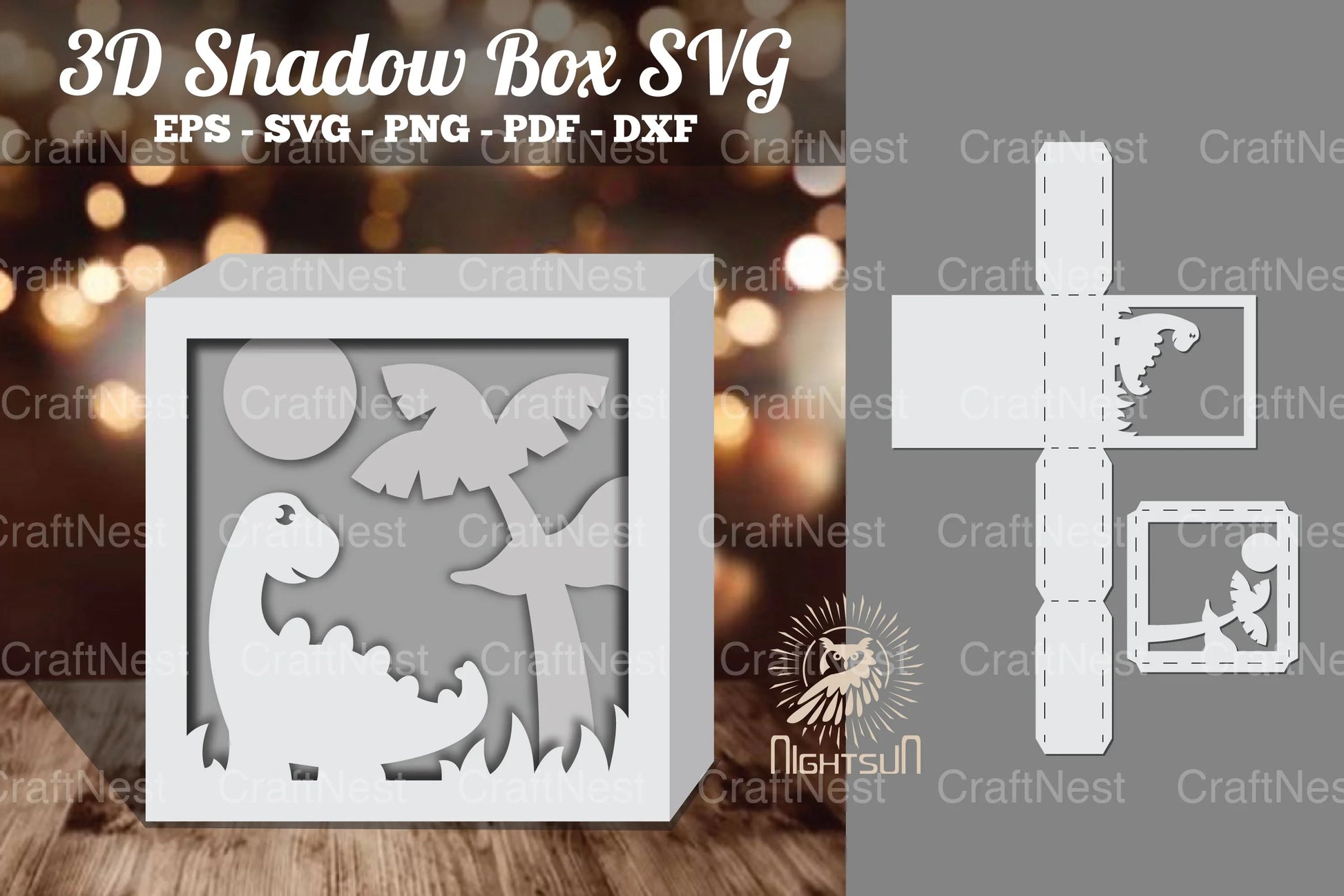Dinosaur 3D Papercut Shadow Box Clipart Bundle - CraftNest - Digital Crafting and Art