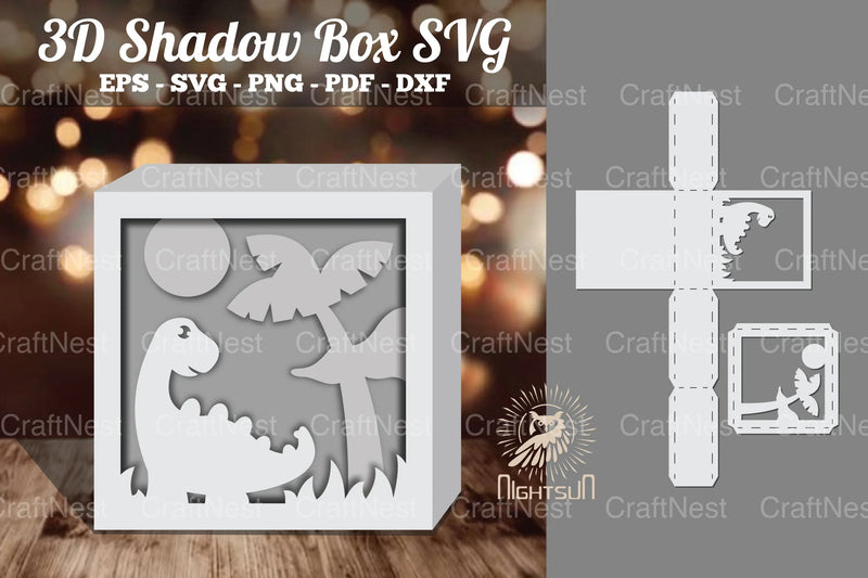 Dinosaur 3D Papercut Shadow Box Clipart Bundle - CraftNest - Digital Crafting and Art